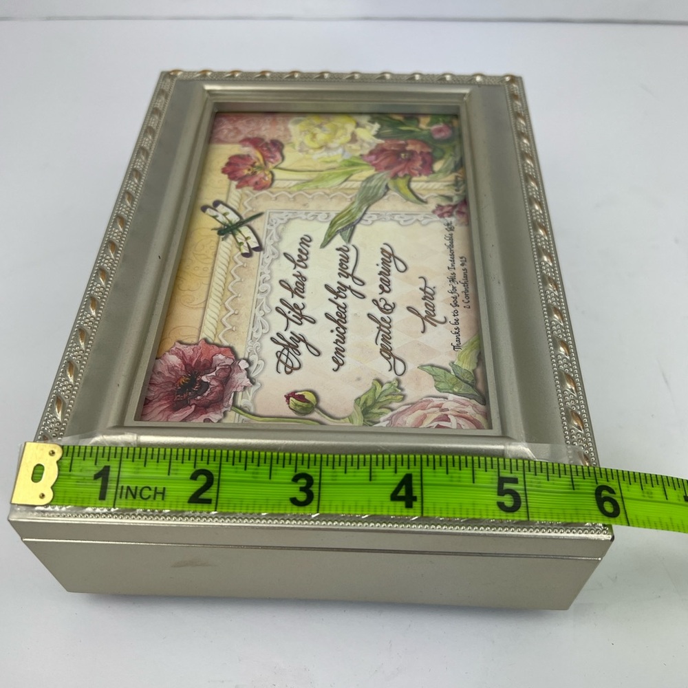 SANKYO MUSIC BOX, JEWELRY BOX, WOODEN BOX, GOLD ROSE COLOR, PLAYS AMAZING GRACE - Picture 10 of 17